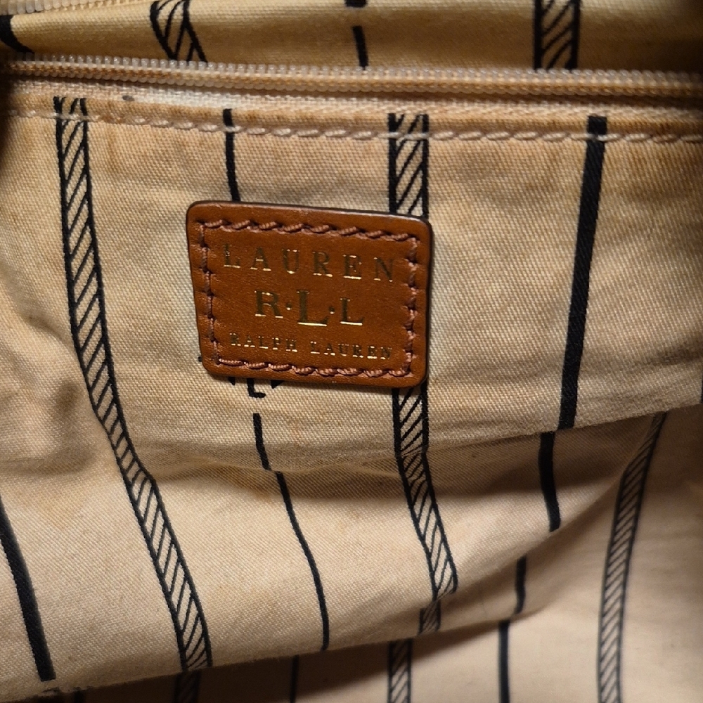 Ralph Lauren Black & Brown Patterned Leather-Trim Hobo Bag - Picture 12 of 16